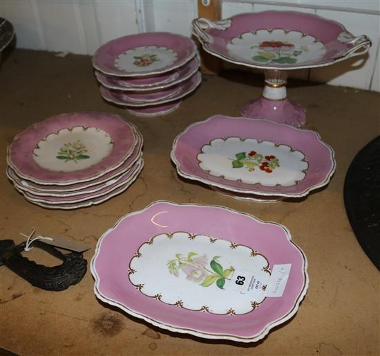 Qty pink bordered desert ware